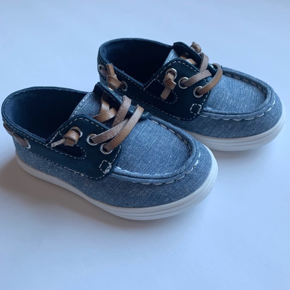 New - Baby boy boat shoes, size 5. ‘Sperry’ type slip on shoe in navy and denim. - Picture 1 of 8